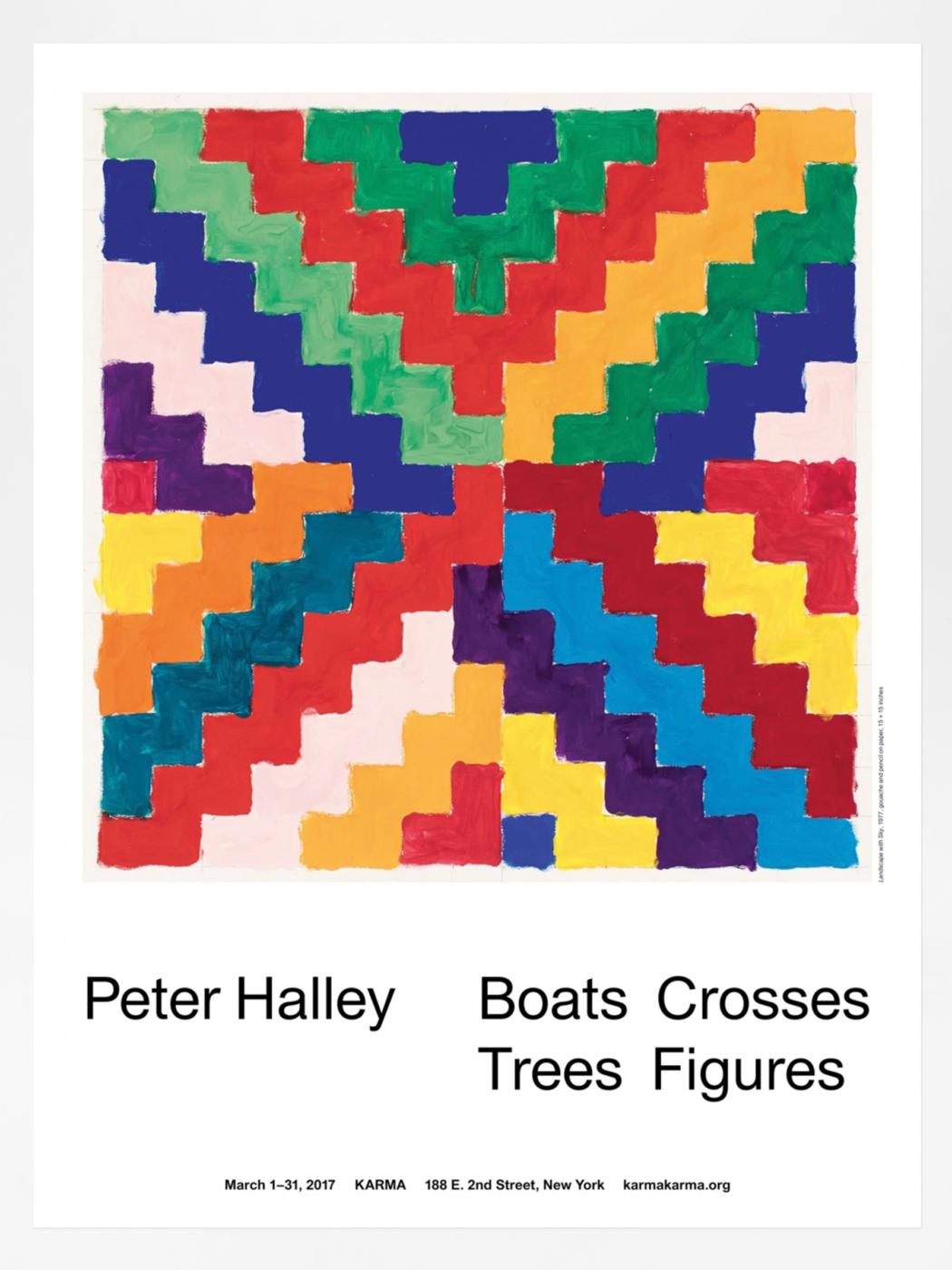 Peter Halley, Boats Crosses Trees Figures Gouaches 1977–78 Poster