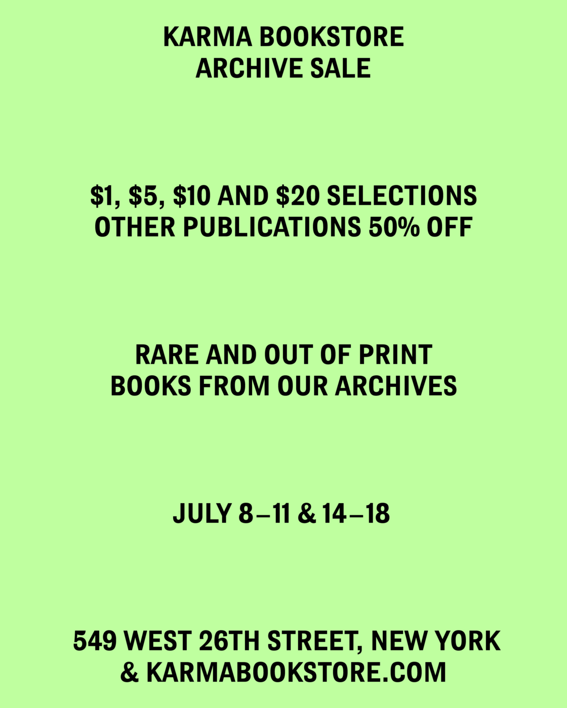 Karma Bookstore Archive Sale